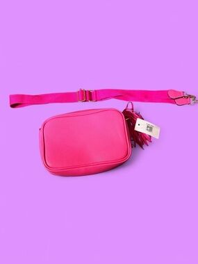 Hot Pink Crossbody Camera Bag with Tassel Detail